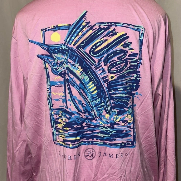 women's LJ by Lauren James pink & blue long sleeve spf 30 top size large - Picture 3 of 4